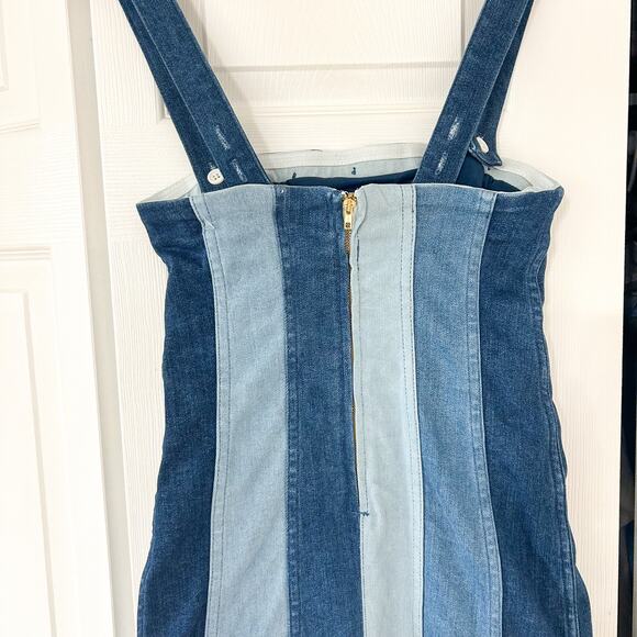 NWT Show Me Your Mumu Coronado Corset Blue Stripe Denim Mini Dress Size Small - Picture 8 of 10